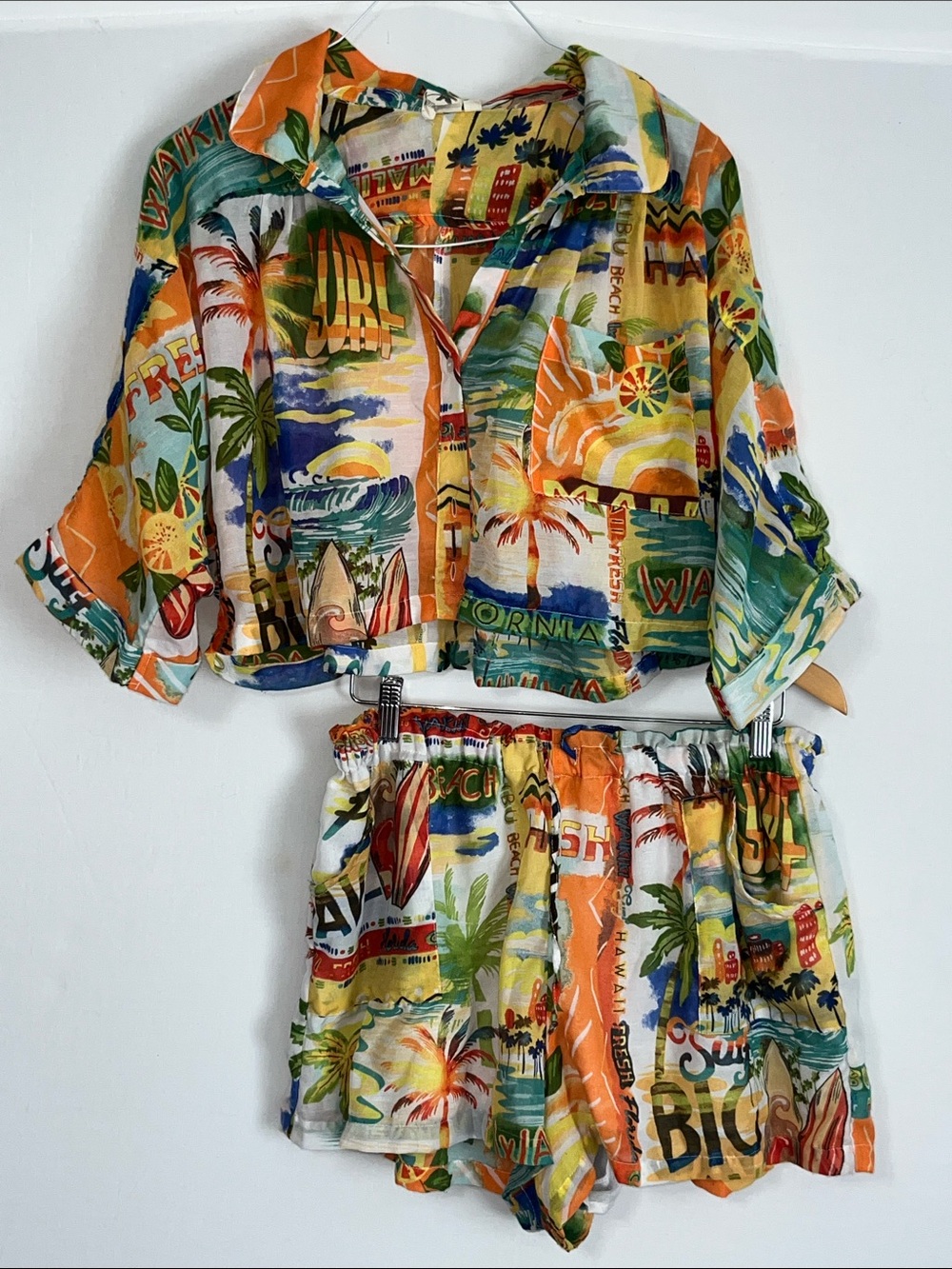 SET Tropical Hawaiian Print Two Piece Top & Short  🌴